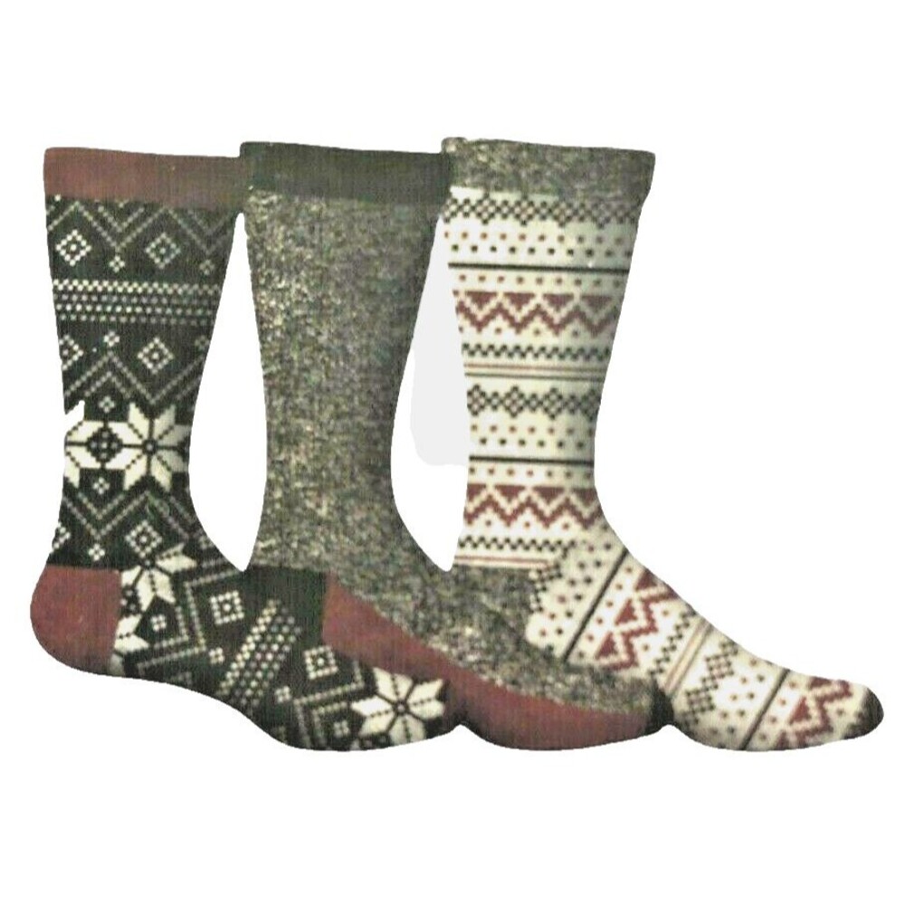Fair Isle Snowflake Gift Box 3 Pair Mens Socks Sizes 10-13 Christmas Gift Gertex